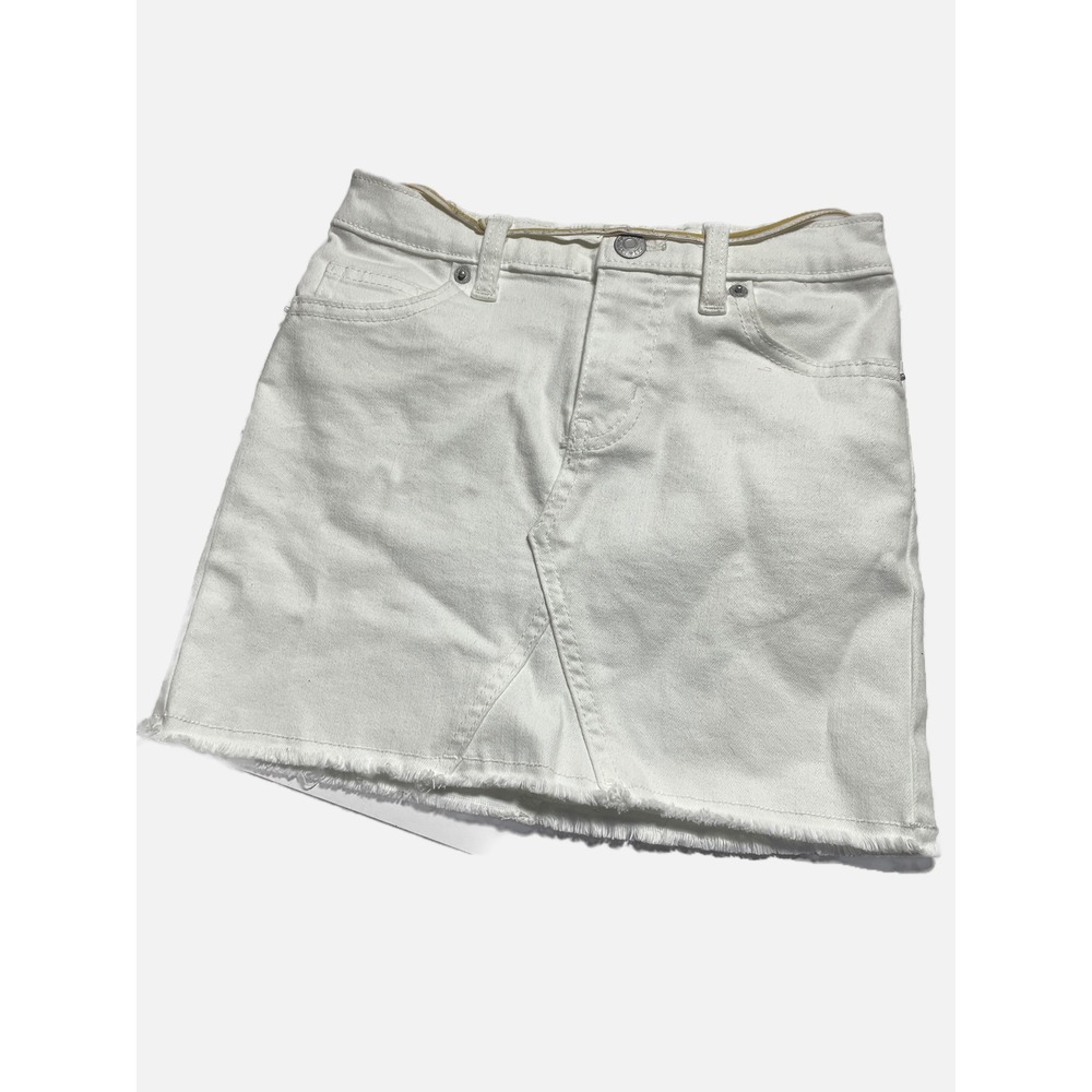 Cat & Jack Denim Midi Skirt‎ Girls S 6/6X White Raw Hem Casual Classic Summer